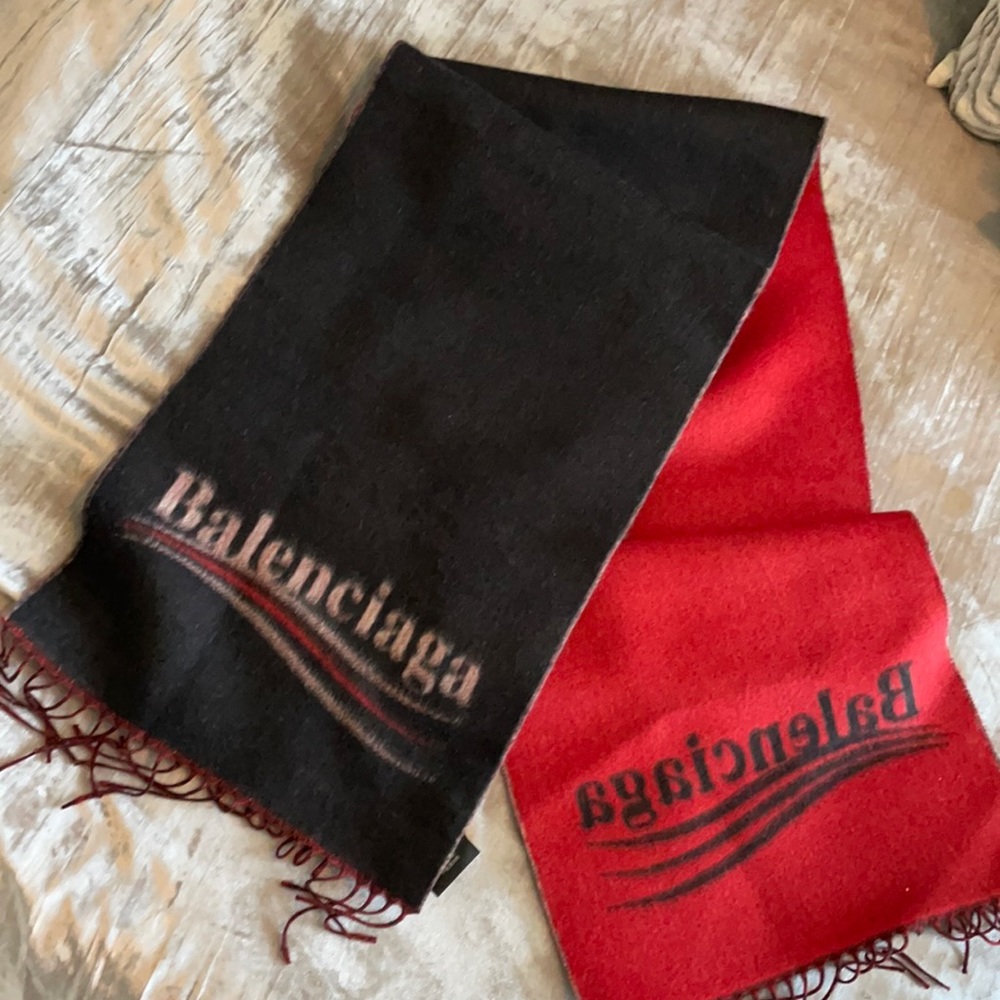 Balenciaga Black and Red Scarf